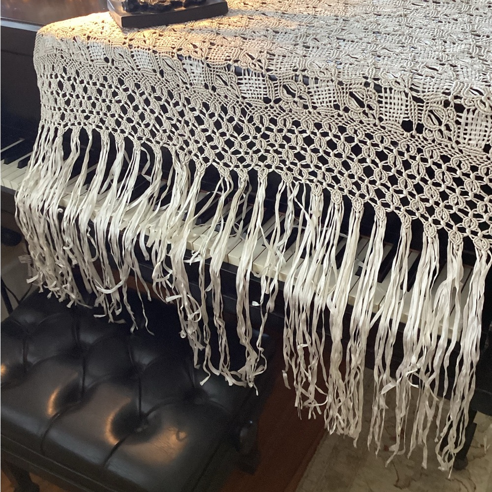 Ribbon Lace Crocheted Shawl - Picture 4 of 9
